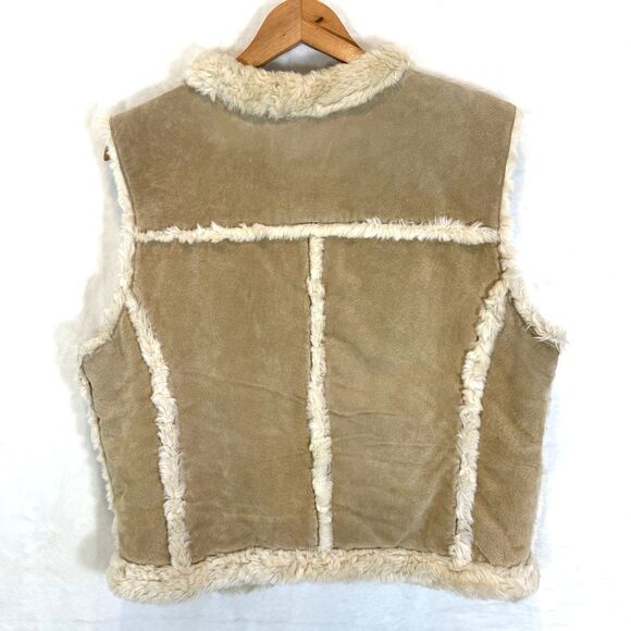 VTG Wilsons Leather Suede Vest Tan Faux Fur Lined Toggle Buttons Boho XL - Picture 2 of 10